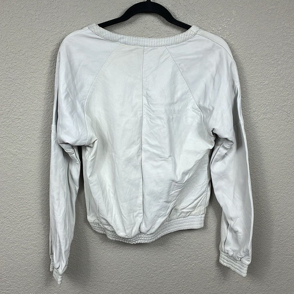 NWT One Teaspoon Super Moto Leather Crewneck Sweatshirt Ivory White Sz XS - Picture 16 of 16